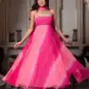 Pink Faux Georgette Mirror Work Digital Print Salawar Suit