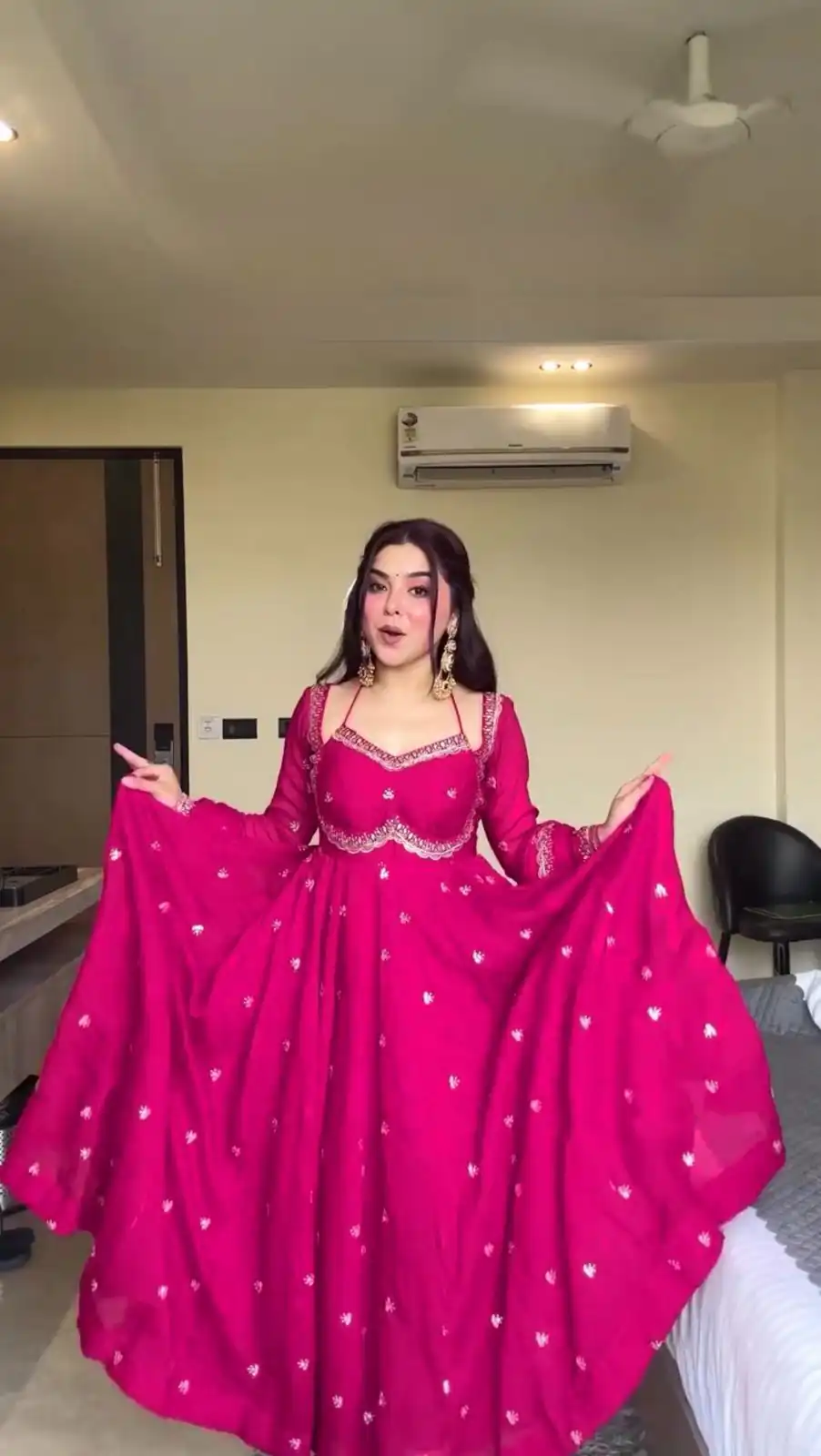 MF 1003 Pink Georgette Gown. Perfect for Wedding, Party, Pongal, Bridal Wear, Anniversary – Affordable Price ₹1799. Delivery 4-6 Working Days. Shop now. | Gowns, Bollywood Gowns, Creative Gowns, Designer Gowns, Embroidered Gowns, Party Wear Gowns