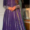 Purple Faux Georgette Lace Work Digital Print Lehenga Choli
