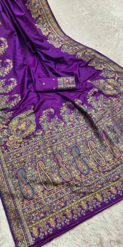 MB 46 Purple Color Pashmina Silk Woven Motifs Saree . Wedding, Party, Festive, Available at ₹2399 only. Delivery 4-6 Working Days. Shop now. | Sarees, Bollywood Sarees, Creative Sarees, Designer Sarees, Embroidered Sarees, Ethnic Saree, Modern Digital sarees, Party Wear Sarees