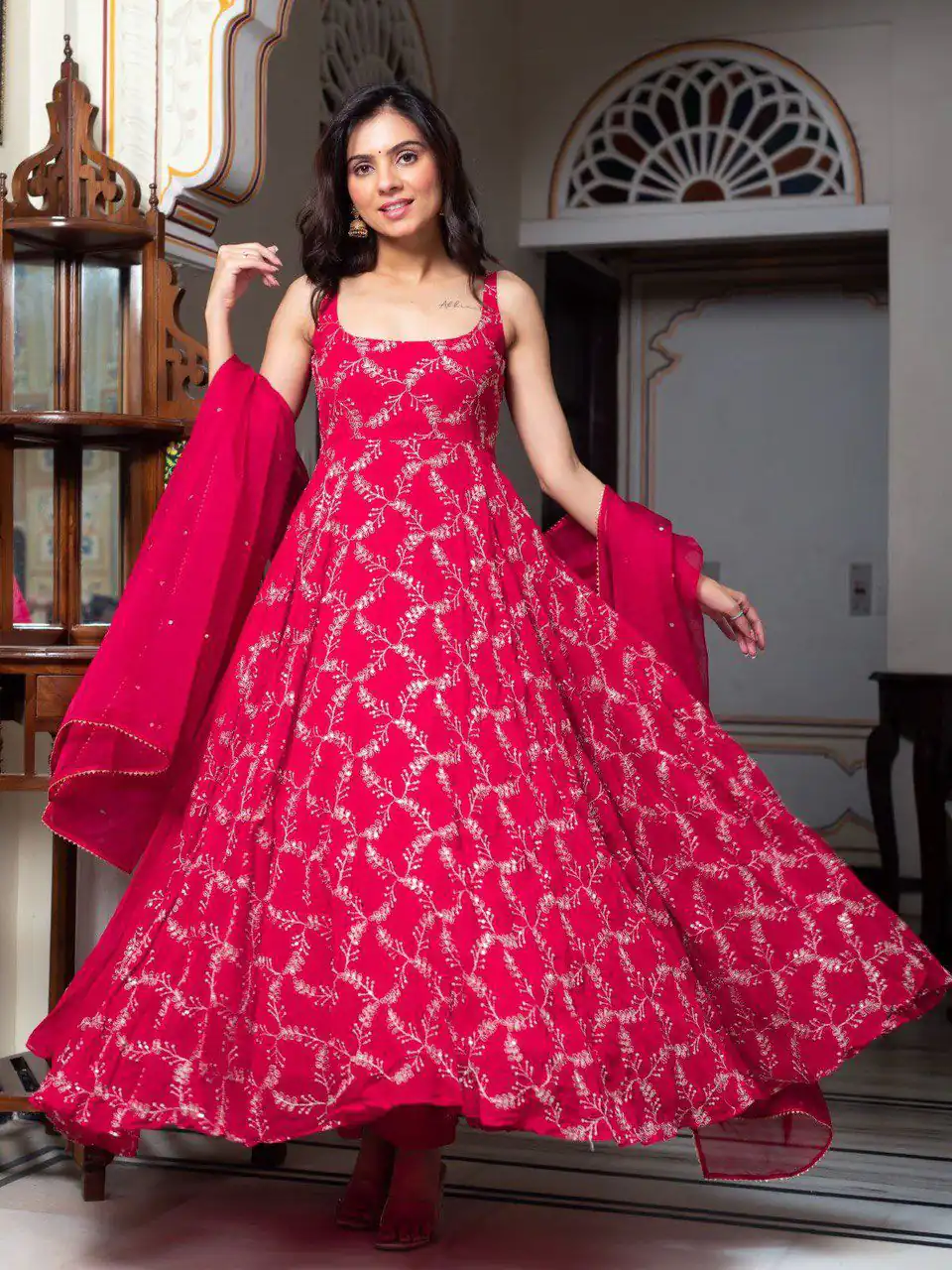 RTC 5958 Red Faux Georgette Anarkali Suit Perfect for Wedding, Party, Anniversary, Holi, Traditional Day – . Available at ₹2499 only. Delivery 4-6 Working | Jump Suits, Salwar suit, Casual Suits, Creative suits, Designer Suits, Palazzo Suits, Party Wear Suits, Patiala Suits, Straight Suits