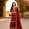 AD 219 Red in Pure Organza Silk Embroidery Work & Cut Work Salwar Suit . Exclusive Offer ₹2499. Delivery 4-6 Working Days. Shop now. | Jump Suits, Salwar suit, Casual Suits, Creative suits, Designer Suits, Palazzo Suits, Party Wear Suits, Patiala Suits, Straight Suits