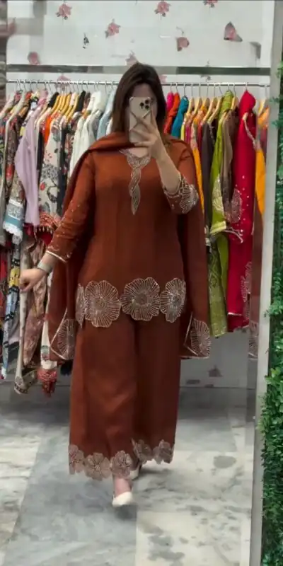LG 2048 Rust in Rangoli Bead Work Salwar Suit . Wedding, Party, Festive, Events, Best Price ₹2049. Delivery 4-6 Working Days. Shop now. | Jump Suits, Salwar suit, Casual Suits, Creative suits, Designer Suits, Palazzo Suits, Party Wear Suits, Patiala Suits, Straight Suits