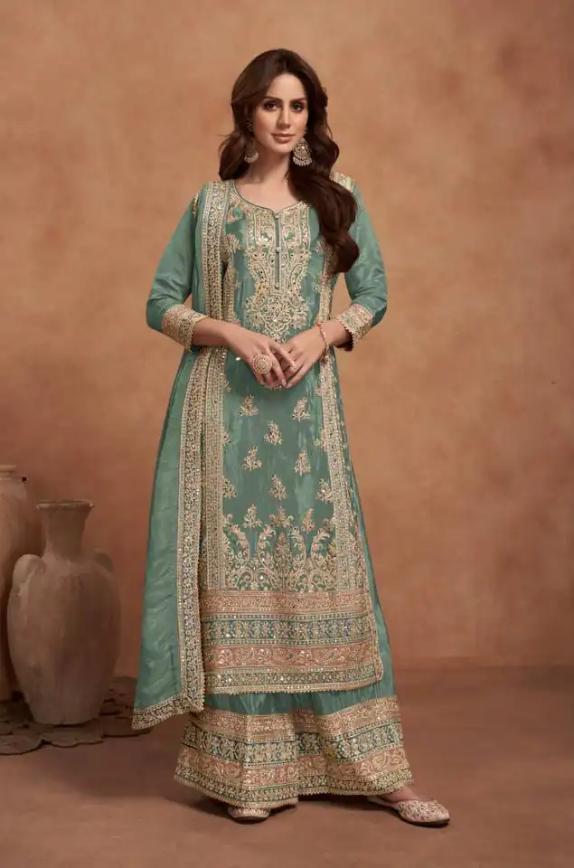 FC 1125 Sea Green Vichitra Salwar Suit with Embroidery Work & Lace Work. Available at ₹3049 only. Delivery 4-6 Working Days. Shop now. | Jump Suits, Salwar suit, Casual Suits, Creative suits, Designer Suits, Palazzo Suits, Party Wear Suits, Patiala Suits, Straight Suits