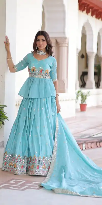 KA 5058 Sky Blue in Gold Crush Embroidery Work & Zari Work Lehenga Choli . Special Price ₹2649. Delivery 4-6 Working Days. Shop now. | Lehenga, Bollywood Lehenga, Creative Lehenga, Designer Lehenga, Embroidered Lehenga, Party Wear Lehenga