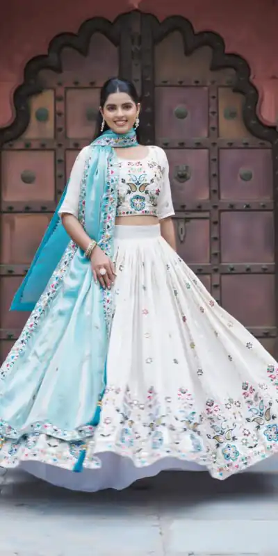 Ram 144 Sky Blue in Pure Tissue silk Embroidery Work Lehenga Choli . Available at ₹3349 only. Delivery 4-6 Working Days. Shop now. | Lehenga, Bollywood Lehenga, Creative Lehenga, Designer Lehenga, Embroidered Lehenga, Party Wear Lehenga