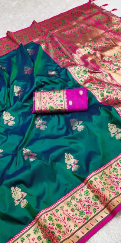 MB 28 Teal Pethani Silk Saree with Zari Work & Lace Work. Wedding, Party, Festive, Events Grab it for ₹2099. Delivery 4-6 Working Days. Shop now. | Sarees, Bollywood Sarees, Creative Sarees, Designer Sarees, Embroidered Sarees, Ethnic Saree, Modern Digital sarees, Party Wear Sarees