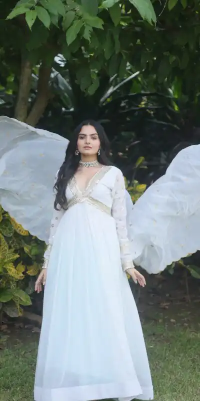 KA 1067 White Faux Blooming Gown Perfect for Wedding, Party, Haldi, Raksha Bandhan, Traditional Day – . Exclusive Offer ₹1849. Delivery 4-6 Working Da | Gowns, Bollywood Gowns, Creative Gowns, Designer Gowns, Embroidered Gowns, Party Wear Gowns