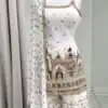 White Faux Georgette With Thread Lace Work Salwar Suit