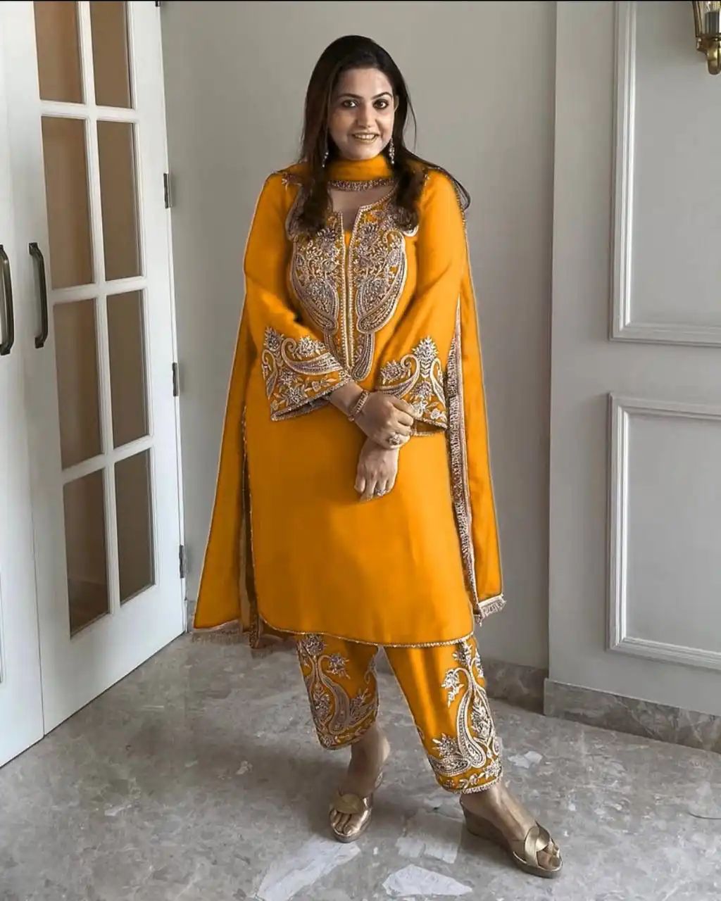 ZSR 3097 Yellow Pure Chinnon Silk With Embroidery Sequence Work With Full Sleeve Salwar Suit Wedding, Party, Festive, Events Exclusive Offer ₹1899. D | Jump Suits, Tops & Bottoms, Track Suits, Salwar suit, Casual Suits, Creative suits, Designer Suits, Palazzo Suits, Party Wear Suits, Patiala Suits, Straight Suits, Trendy Wear