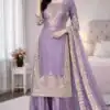 Lavender Organza Silk Embroidery Work Salwar Suit