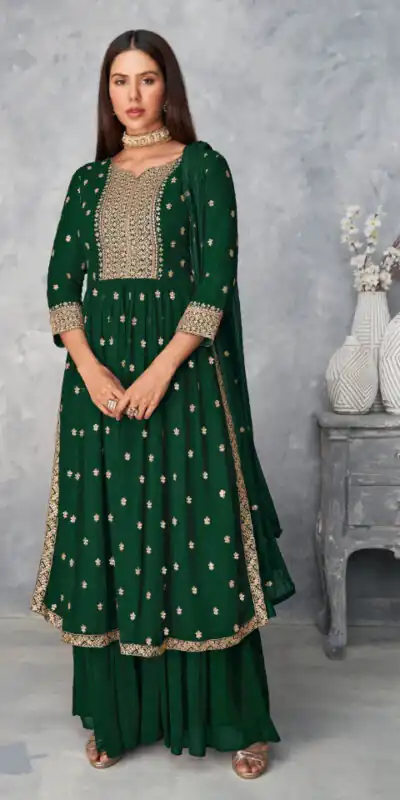 Green Georgette Sequence Work Salwar Suit