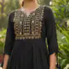 Black Rayon Thread Work Fancy Kurti