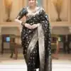 KPR 208 Black in Color Soft Lichi Silk Designer Work Saree . Available at ₹1399 only. Delivery 4-6 Working Days. Shop now. | Sarees, Bollywood Sarees, Creative Sarees, Designer Sarees, Embroidered Sarees, Ethnic Saree, Modern Digital sarees, Party Wear Sarees