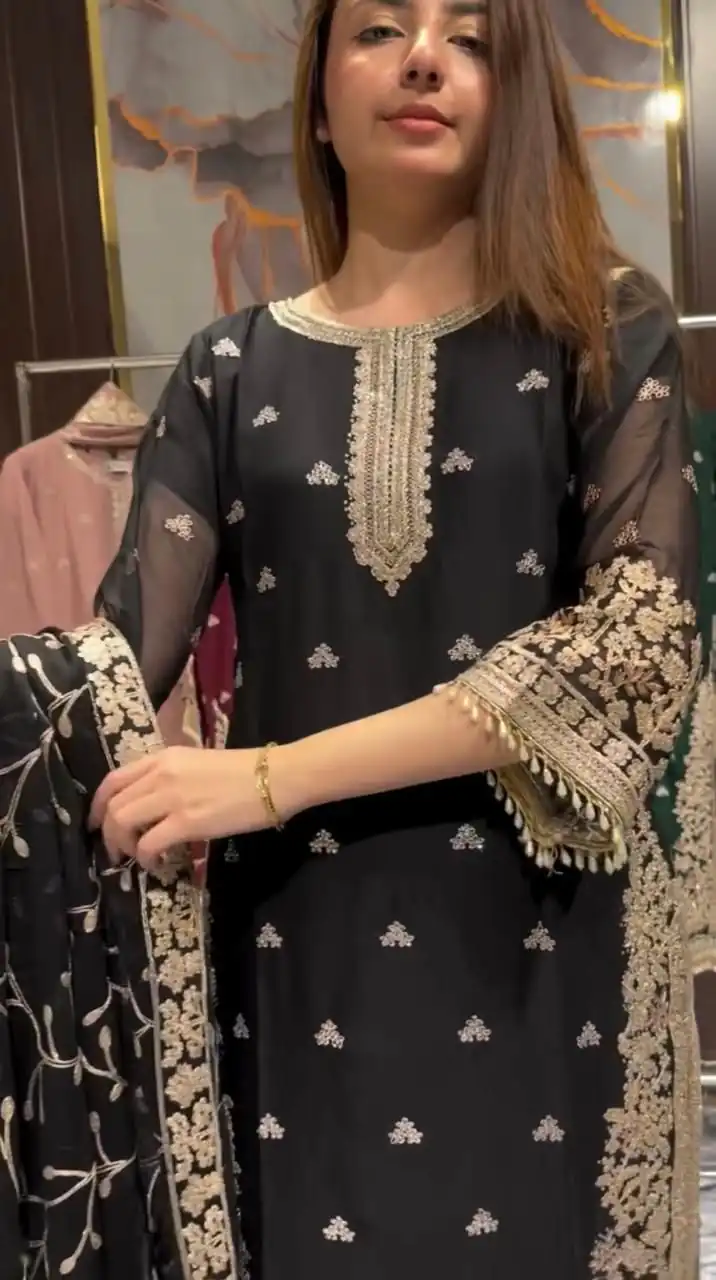 LG 2059 Black Color Zimmy Choo Salwar Suit with Embroidery Work. Wedding, Party, Festive, Events, Grab it for ₹2399. Delivery 4-6 Working Days. Shop now. | Jump Suits, Salwar suit, Casual Suits, Creative suits, Designer Suits, Palazzo Suits, Party Wear Suits, Patiala Suits, Straight Suits
