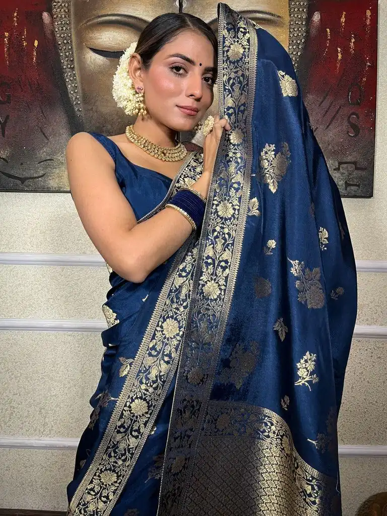 KPR 226 Blue Soft Lichi Silk Saree Perfect for Wedding, Party, Raksha Bandhan, Sangeet, Eid – . Get it for ₹1399. Delivery 4-6 Working Days. | Sarees, Bollywood Sarees, Creative Sarees, Designer Sarees, Embroidered Sarees, Ethnic Saree, Modern Digital sarees, Party Wear Sarees