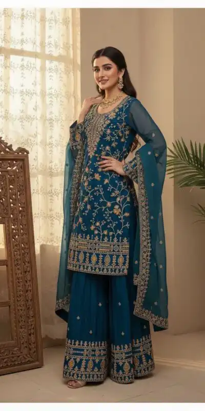 ₹2399 | BE 447 Blue Color Zimmy Choo Salwar Suit with Embroidery Work. Online Get it for ₹2399. Delivery 4-6 Working Days. Shop now. | Jump Suits, Salwar suit, Casual Suits, Creative suits, Designer Suits, Palazzo Suits, Party Wear Suits, Patiala Suits, Straight Suits