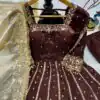 VLM 313 Brown JC Silk Gown. Perfect for Wedding, Party, Sangeet, Baisakhi, Diwali – Introductory Price ₹2599. Delivery 4-6 Working Days. Shop now. | Gowns, Bollywood Gowns, Creative Gowns, Designer Gowns, Embroidered Gowns, Party Wear Gowns