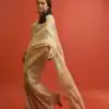 Cream Crunchy Silk Embroidery Zari Work Saree