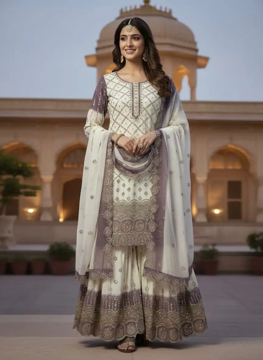 AD 223 Lavender Dual Tone Star Georgette Salwar Suit with Embroidery Work. Get it for ₹2399. Delivery 4-6 Working Days. Shop now. | Jump Suits, Salwar suit, Casual Suits, Creative suits, Designer Suits, Palazzo Suits, Party Wear Suits, Patiala Suits, Straight Suits
