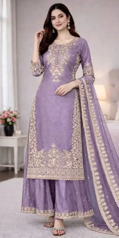 SSR 535 Lavender in Organza Silk Embroidery Work Salwar Suit . Available at ₹2399 only. Delivery 4-6 Working Days. Shop now. | Jump Suits, Salwar suit, Casual Suits, Creative suits, Designer Suits, Palazzo Suits, Party Wear Suits, Patiala Suits, Straight Suits