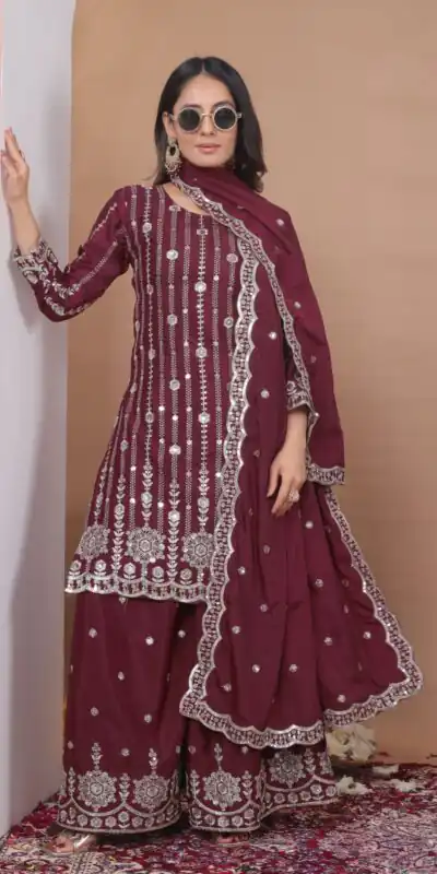 ₹2399 | FE 126 Maroon Color Natural Crap Salwar Suit with Embroidery Work. Special Price ₹2399. Delivery 4-6 Working Days. Shop now. | Jump Suits, Salwar suit, Casual Suits, Creative suits, Designer Suits, Palazzo Suits, Party Wear Suits, Patiala Suits, Straight Suits