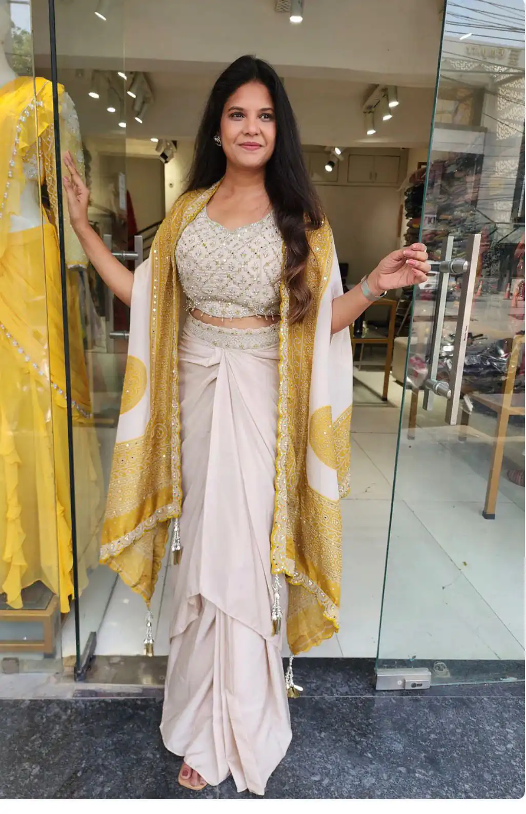 ₹2599 | BB 53 Mustered Crap Silk Dhoti Suit. Perfect for Wedding, Party, Anniversary, Holi, Temple Visit – Available at ₹2599 only. Delivery 4-6 Working Days. | Jump Suits, Salwar suit, Casual Suits, Creative suits, Designer Suits, Palazzo Suits, Party Wear Suits, Patiala Suits, Straight Suits