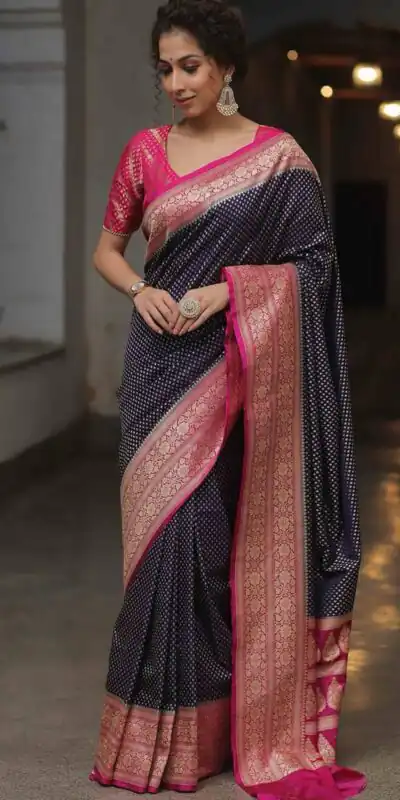 KPR 279 Navy Blue Soft Lichi Silk Saree Perfect for Wedding, Party, Raksha Bandhan, Sangeet, Eid – . Get it for ₹1349. Delivery 4-6 Working Days. | Sarees, Bollywood Sarees, Creative Sarees, Designer Sarees, Embroidered Sarees, Ethnic Saree, Modern Digital sarees, Party Wear Sarees