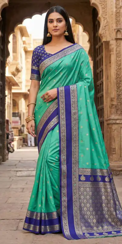 MB 3324 Rama in Color Banarasi Silk Zari Work & Lace Work Saree . Now at just ₹1949. Delivery 4-6 Working Days. Shop now. | Sarees, Bollywood Sarees, Creative Sarees, Designer Sarees, Embroidered Sarees, Ethnic Saree, Modern Digital sarees, Party Wear Sarees