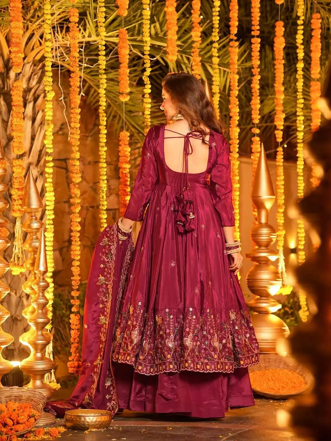 NF 1264 Red Natural Crap Silk Anarkali Suit with Embroidery Work. Available at ₹3049 only. Delivery 4-6 Working Days. Shop now. | Anarkali Suits, Bollywood Anarkali, Creative-Anarkali, Designer Anarkali, Embroidered Anarkali, Party Wear Anarkali