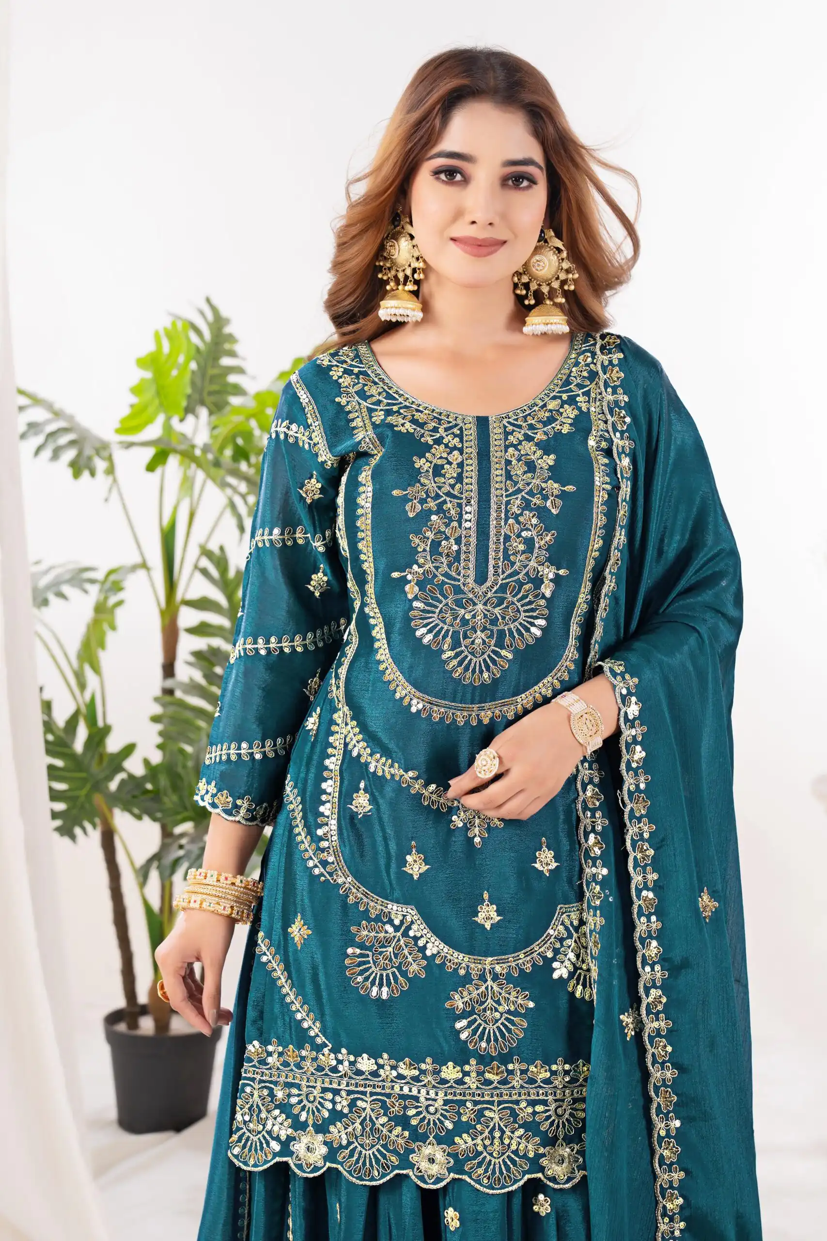 ₹2149 | ND 5033 Teal Chinon Silk Salwar Suit with Embroidery Work & Lace Work. Affordable Price ₹2149. Delivery 4-6 Working Days. Shop now. | Jump Suits, Salwar suit, Casual Suits, Creative suits, Designer Suits, Palazzo Suits, Party Wear Suits, Patiala Suits, Straight Suits