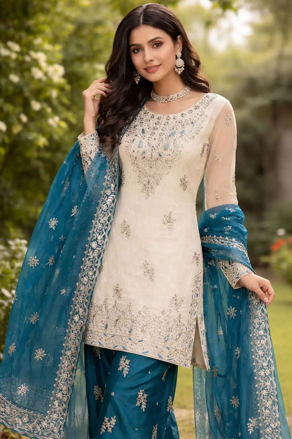 VLM 316 Teal Organza Silk with Embroidery Work & Lace Work. Salwar Suit Now at just ₹2049. Delivery 4-6 Working Days. Shop now. | Jump Suits, Salwar suit, Casual Suits, Creative suits, Designer Suits, Palazzo Suits, Party Wear Suits, Patiala Suits, Straight Suits