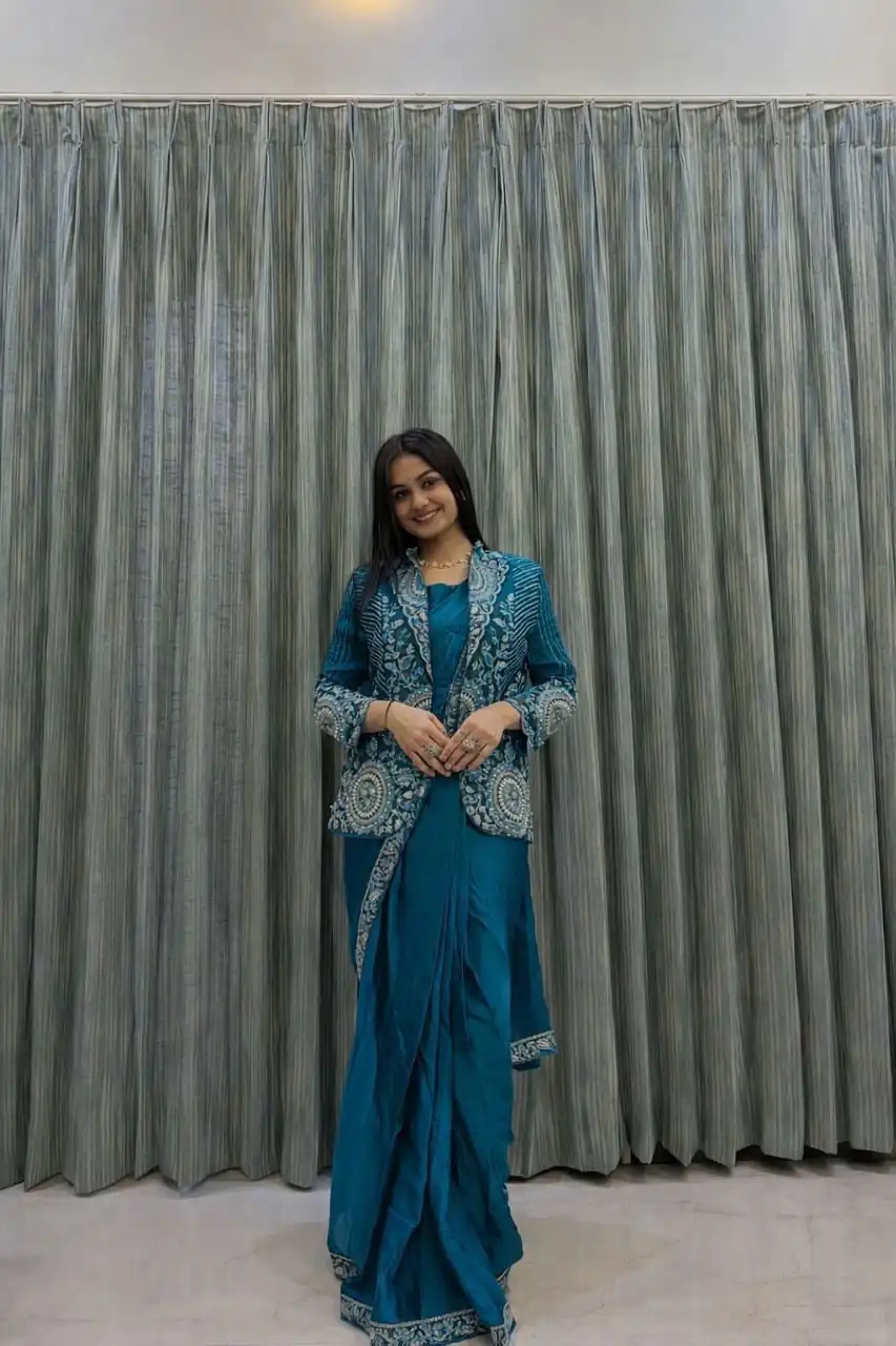 BB 49 Teal in Rangoli Silk Embroidery Work Saree . Wedding, Party, Festive, Events, Get it for ₹2099. Delivery 4-6 Working Days. Shop now. | Sarees, Bollywood Sarees, Creative Sarees, Designer Sarees, Embroidered Sarees, Ethnic Saree, Modern Digital sarees, Party Wear Sarees
