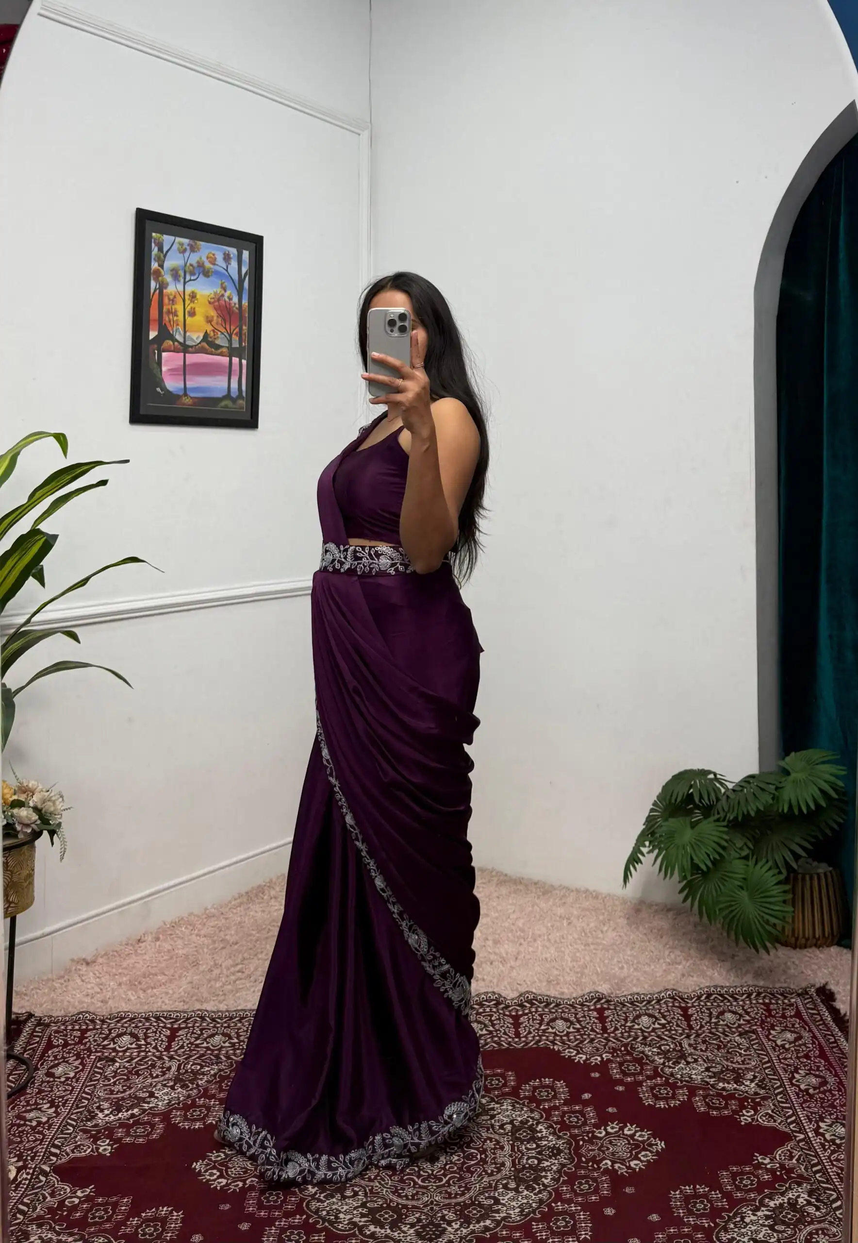 ST 1090 Wine Color Chinon Saree with Embroidery Work & Lace Work. Now at just ₹2099. Delivery 4-6 Working Days. Shop now. | Sarees, Bollywood Sarees, Creative Sarees, Designer Sarees, Embroidered Sarees, Ethnic Saree, Modern Digital sarees, Party Wear Sarees