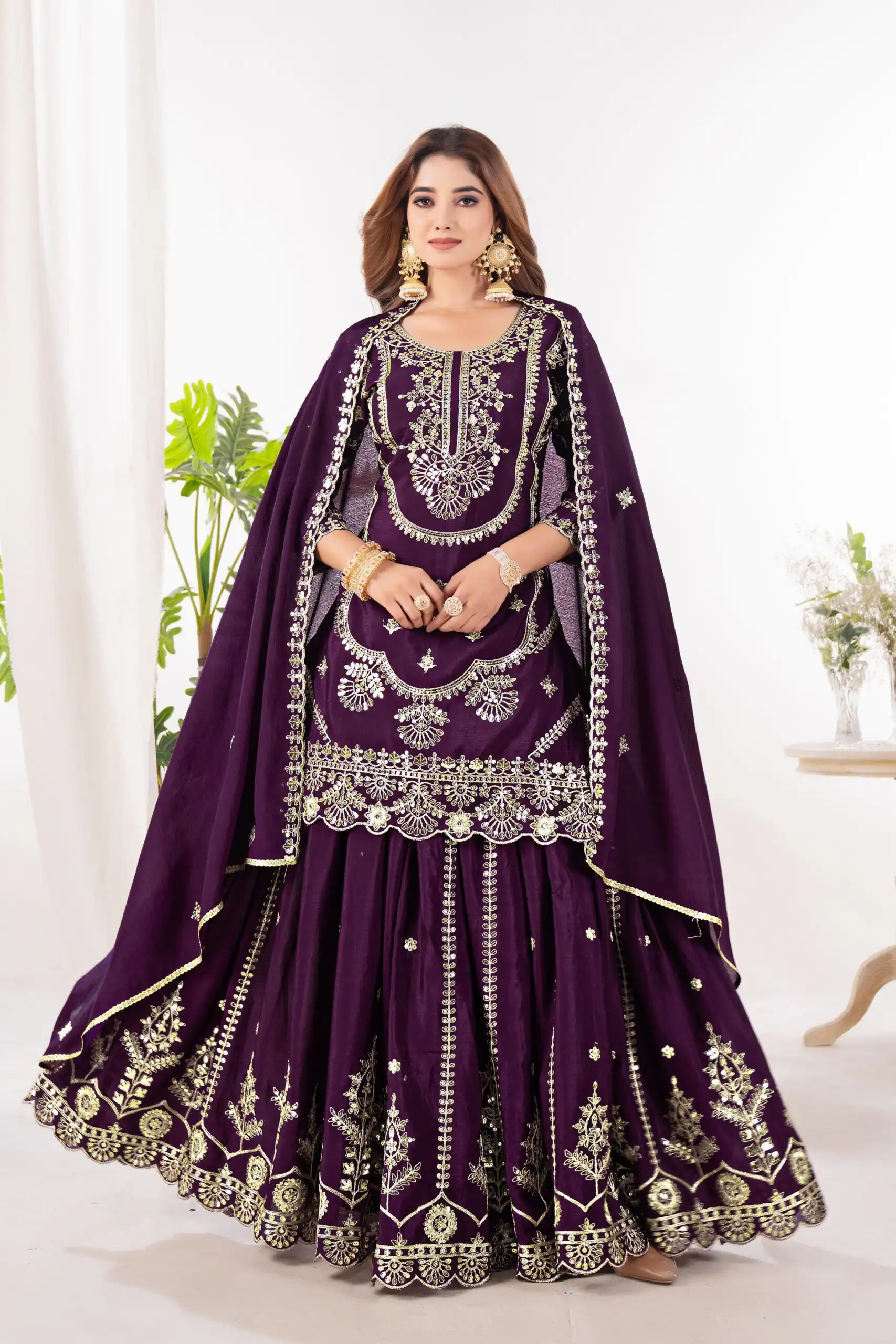 ₹2149 | ND 5033 Wine Chinon Silk Salwar Suit with Embroidery Work & Lace Work. Affordable Price ₹2149. Delivery 4-6 Working Days. Shop now. | Jump Suits, Salwar suit, Casual Suits, Creative suits, Designer Suits, Palazzo Suits, Party Wear Suits, Patiala Suits, Straight Suits