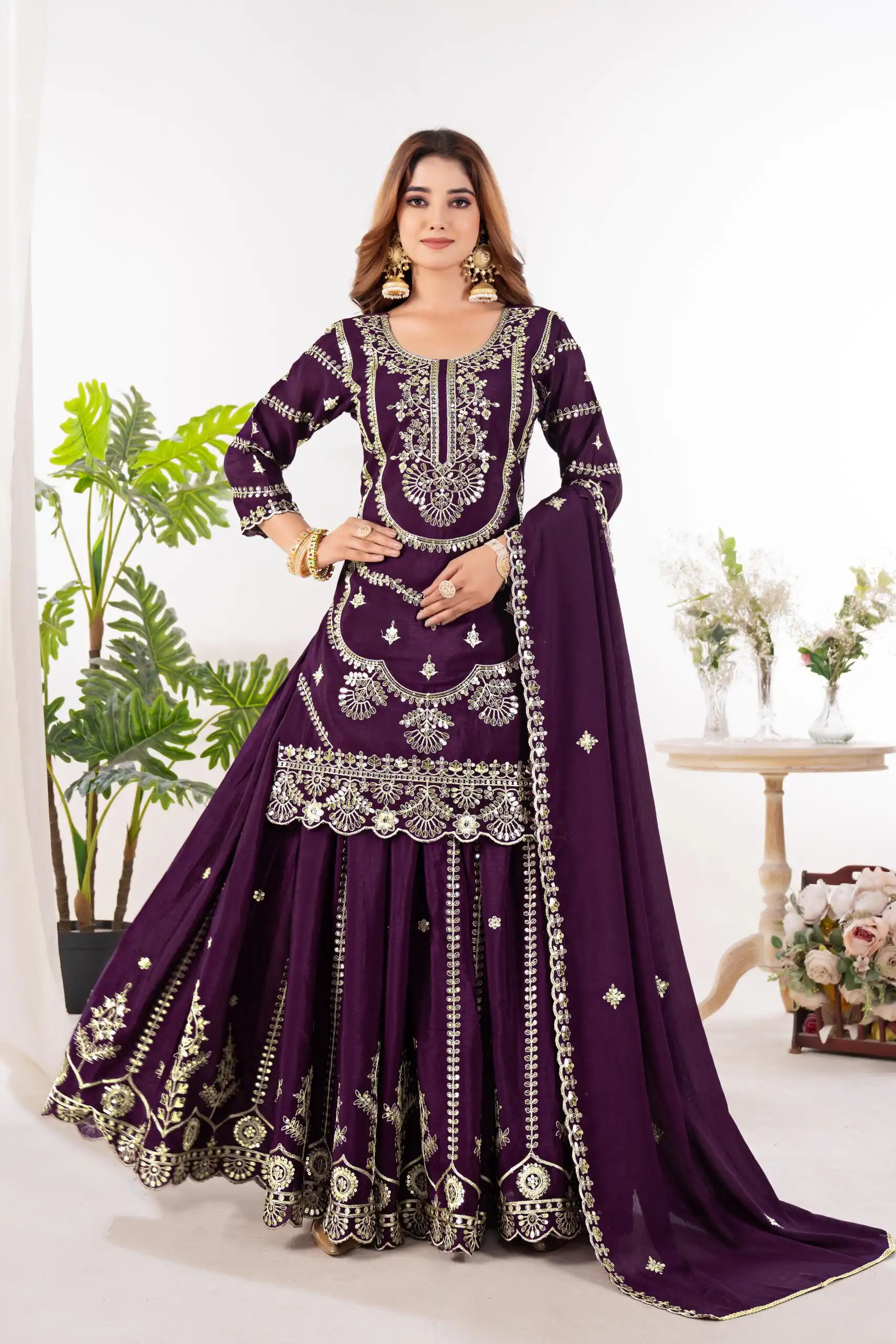 ₹2149 | ND 5033 Wine Chinon Silk Salwar Suit with Embroidery Work & Lace Work. Affordable Price ₹2149. Delivery 4-6 Working Days. Shop now. | Jump Suits, Salwar suit, Casual Suits, Creative suits, Designer Suits, Palazzo Suits, Party Wear Suits, Patiala Suits, Straight Suits