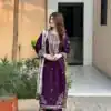 Wine Faux Georgette Sequence Work Salwar Suit