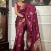 KPR 226 Wine Soft Lichi Silk Saree Perfect for Wedding, Party, Raksha Bandhan, Sangeet, Eid – . Get it for ₹1399. Delivery 4-6 Working Days. | Sarees, Bollywood Sarees, Creative Sarees, Designer Sarees, Embroidered Sarees, Ethnic Saree, Modern Digital sarees, Party Wear Sarees