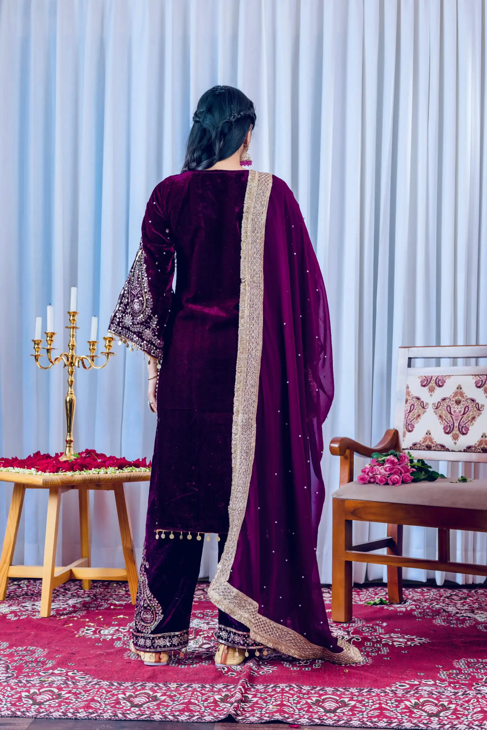 AD 134 Wine Color Heavy Pure Viscose Velvet Embroidery Sharara Suit Wedding, Party, Festive, Events Etc. Expected Delivery 4-6 Working Days @2099/- | Jump Suits, Salwar suit, Casual Suits, Creative suits, Designer Suits, Palazzo Suits, Party Wear Suits, Patiala Suits, Straight Suits