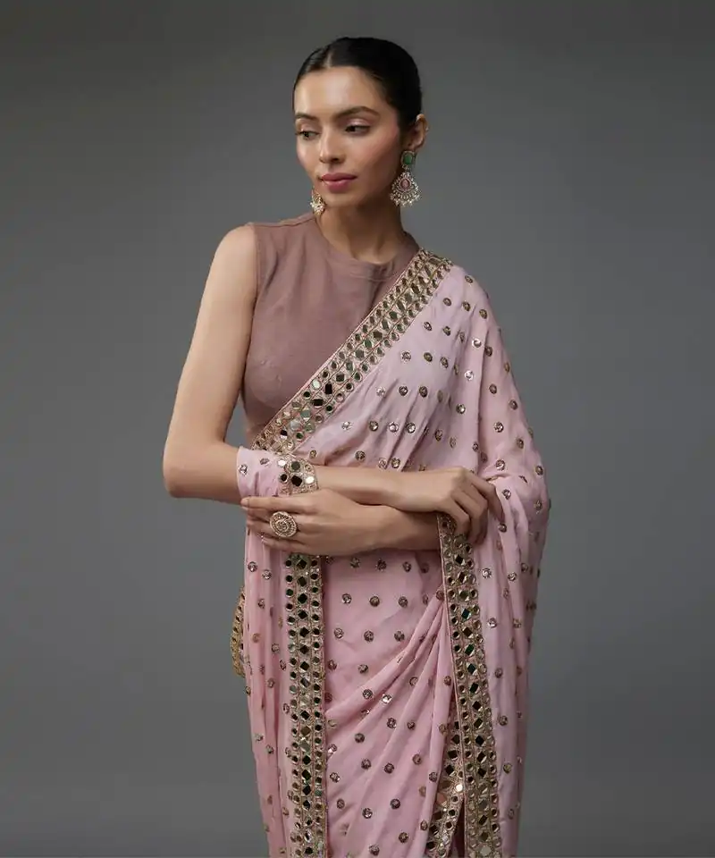 ₹1999 | DF 3469 Light Pink Faux Georgette Saree Perfect for Wedding, Party, Bridal Wear, Baisakhi, Raksha Bandhan –. Introductory Price ₹1999. Delivery 4-6 Workin | Sarees, Bollywood Sarees, Creative Sarees, Designer Sarees, Embroidered Sarees, Ethnic Saree, Modern Digital sarees, Party Wear Sarees