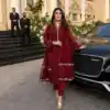 Maroon Faux Georgette Embroider Work Salwar Suit