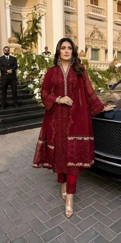 JF 001 Maroon Faux Georgette Salwar Suit. Perfect for Wedding, Party, Ganesh Chaturthi, Baisakhi, Bridal Wear – Exclusive Offer ₹2099. Delivery 4-6 | Jump Suits, Salwar suit, Casual Suits, Creative suits, Designer Suits, Palazzo Suits, Party Wear Suits, Patiala Suits, Straight Suits