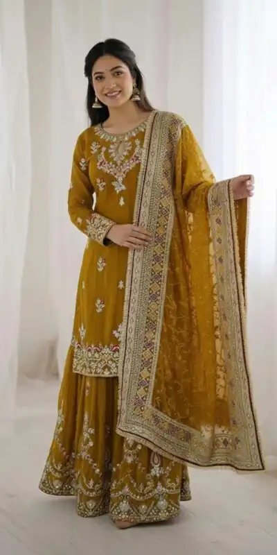 SSR 5007 Mustered Color Georgette Salwar Suit with Embroidery Work. Get it for ₹2449. Delivery 4-6 Working Days. Shop now. | Jump Suits, Salwar suit, Casual Suits, Creative suits, Designer Suits, Palazzo Suits, Party Wear Suits, Patiala Suits, Straight Suits