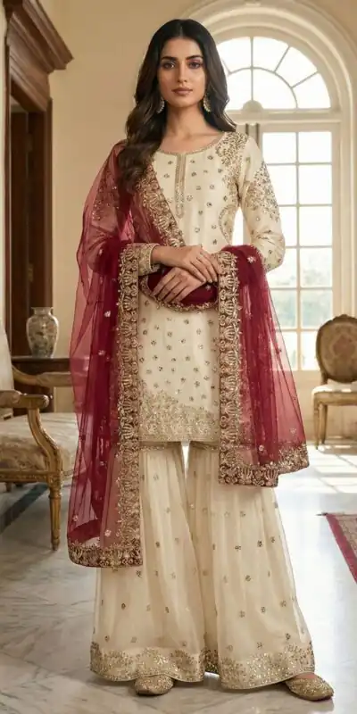 JF 041 Red Fendy Silk Salwar Suitwith Embroidery Work & Lace Work. Now at just ₹2149. Delivery 4-6 Working Days. Shop now. | Jump Suits, Salwar suit, Casual Suits, Creative suits, Designer Suits, Palazzo Suits, Party Wear Suits, Patiala Suits, Straight Suits