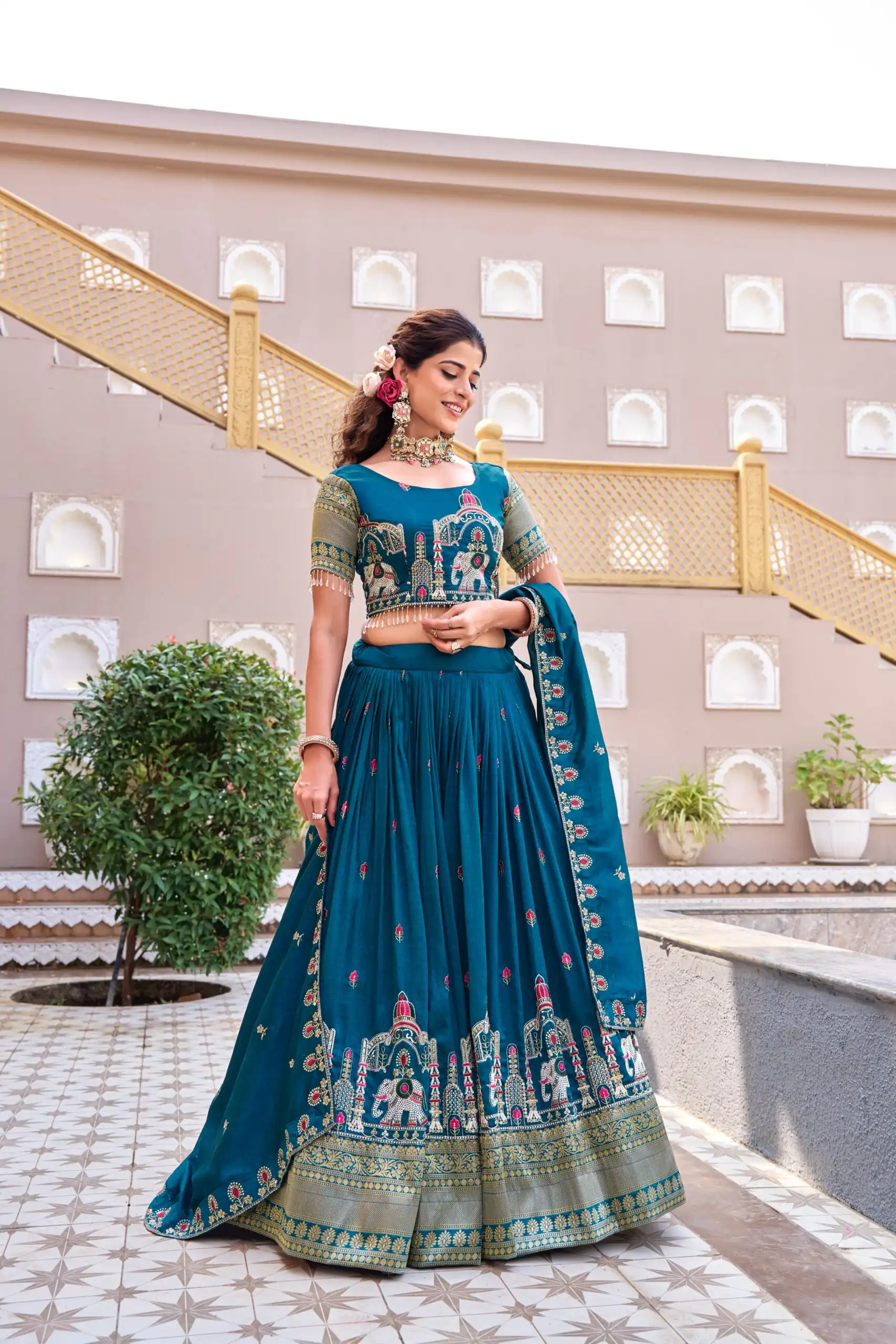 Ram 163 Teal in Color Vichitra Silk Embroidery Work Lehenga Choli . Now at just ₹3049. Delivery 4-6 Working Days. Shop now. | Lehenga, Bollywood Lehenga, Creative Lehenga, Designer Lehenga, Embroidered Lehenga, Party Wear Lehenga