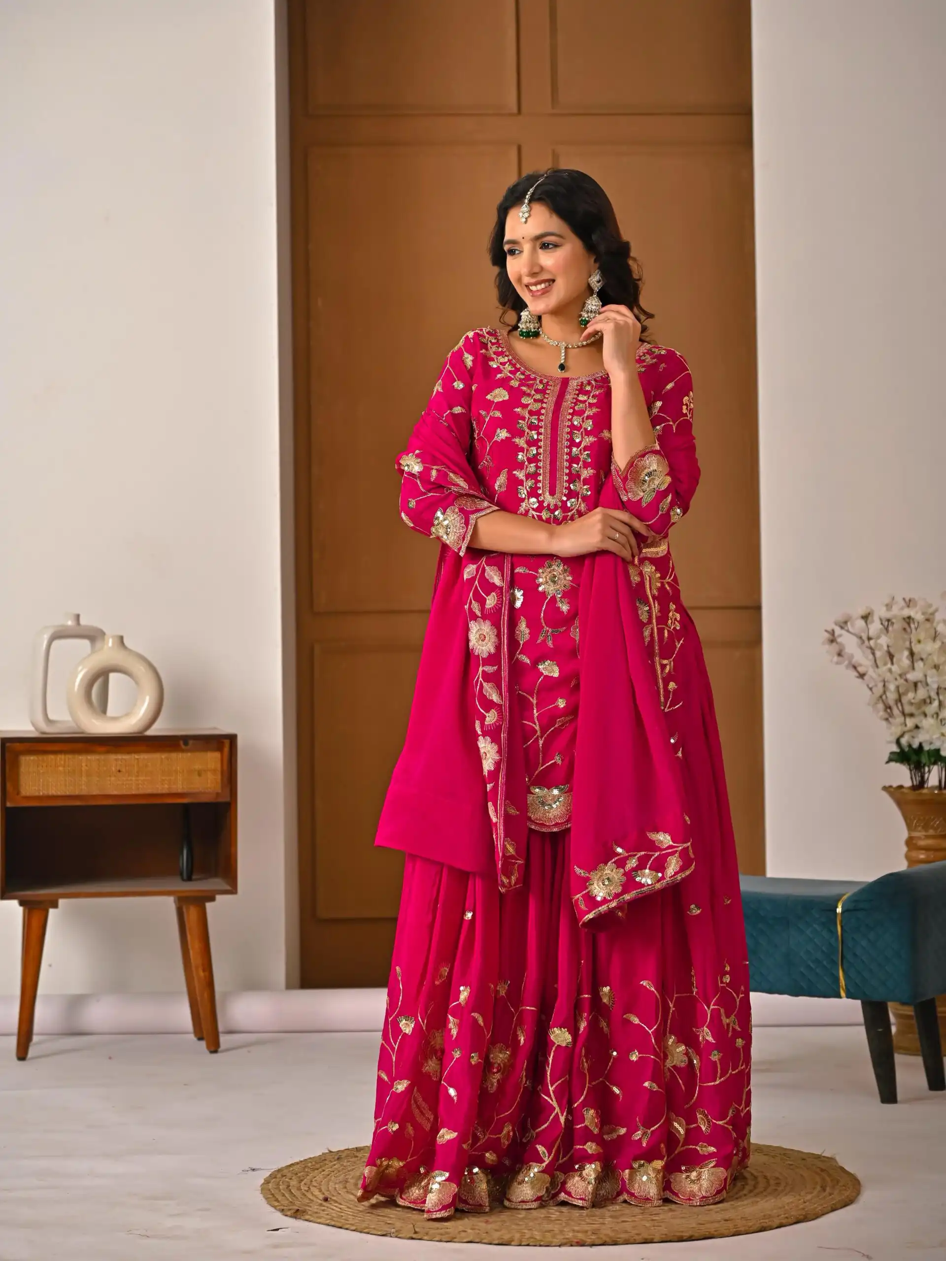 MD 3057 Pink Chinon Silk Salwar Suit with Embroidery Work & Lace Work. Affordable Price ₹2149. Delivery 4-6 Working Days. Shop now. | Jump Suits, Salwar suit, Casual Suits, Creative suits, Designer Suits, Palazzo Suits, Party Wear Suits, Patiala Suits, Straight Suits