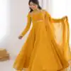KB 291 Yellow Color Fox Blooming Georgette Gown with Lace Work. Affordable Price ₹1899. Delivery 4-6 Working Days. Shop now. | Gowns, Bollywood Gowns, Creative Gowns, Designer Gowns, Embroidered Gowns, Party Wear Gowns