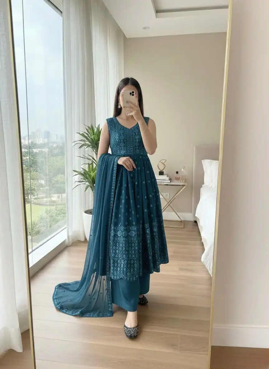 ST 173 Teal Georgette Digital Print Sequence Work Salwar Suit. online Get it for ₹2149. Delivery 4-6 Working Days. Shop now. | Jump Suits, Salwar suit, Casual Suits, Creative suits, Designer Suits, Palazzo Suits, Party Wear Suits, Patiala Suits, Straight Suits