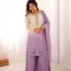 Amazing Lavender Faux Georgette Embroider Work Salwar Suit