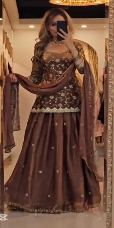 Attractive Brown Fandy Silk Sequence Work Lehenga Choli